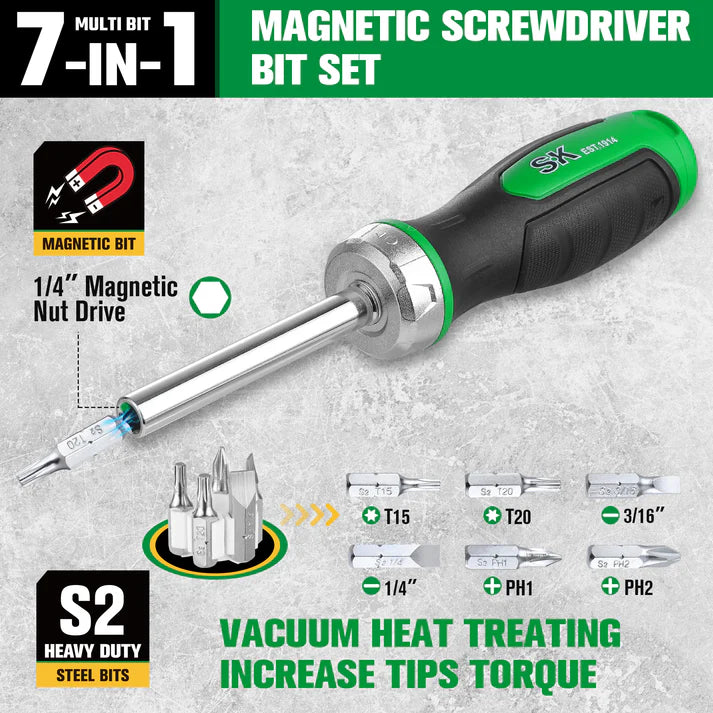 SK 216P 7-in-1 Ratcheting Screwdriver