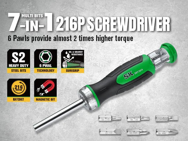 SK 216P 7-in-1 Ratcheting Screwdriver