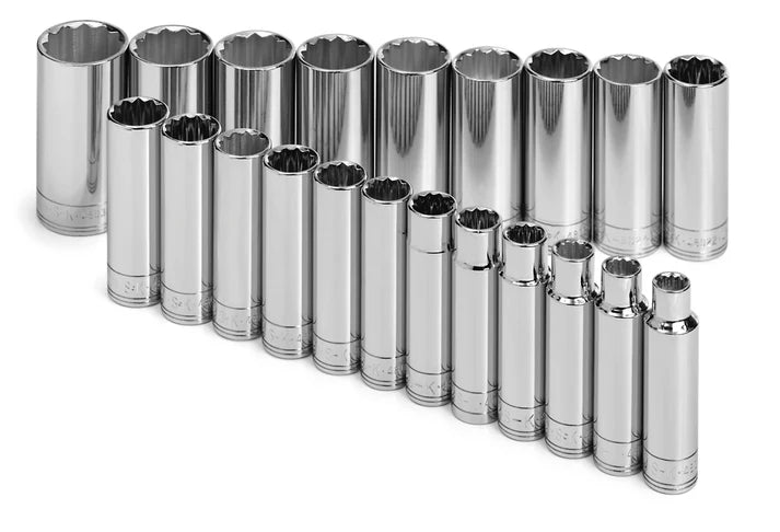 SK 21-Piece 1/2" Drive Deep 12 Point Metric Socket Set