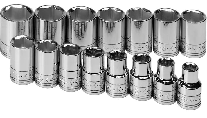 SK 15-Piece 1/2" Drive Metric Chrome Socket Set
