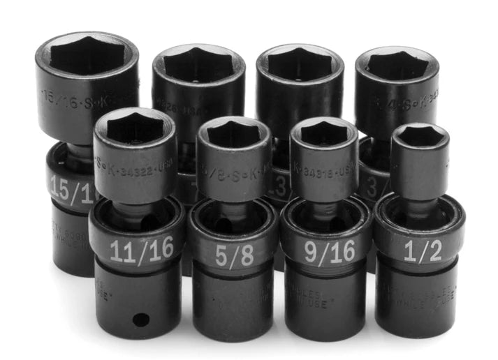 SK 8-Piece 1/2" Drive Swivel SAE Impact Socket Set