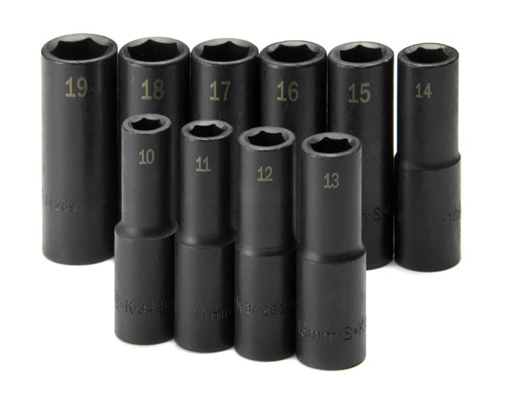 SK 10-Piece 1/2" Drive Deep Metric Impact Socket Set