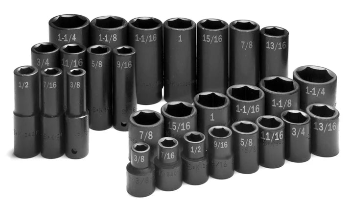 SK 28-Piece 1/2" Drive 6 Point SAE Impact Socket Set