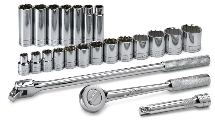 SK 23-Piece 1/2" Drive 12 Point SAE Chrome Socket Set