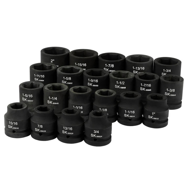 SK 21-Piece 1" Drive Standard 6 Point Impact Socket Set