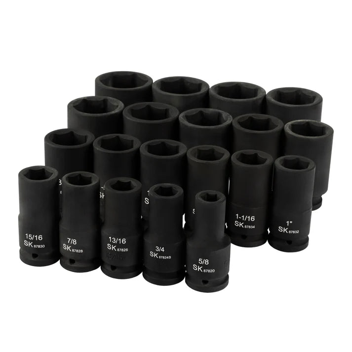 SK 20-Piece 3/4" Drive Deep SAE Impact Socket Set