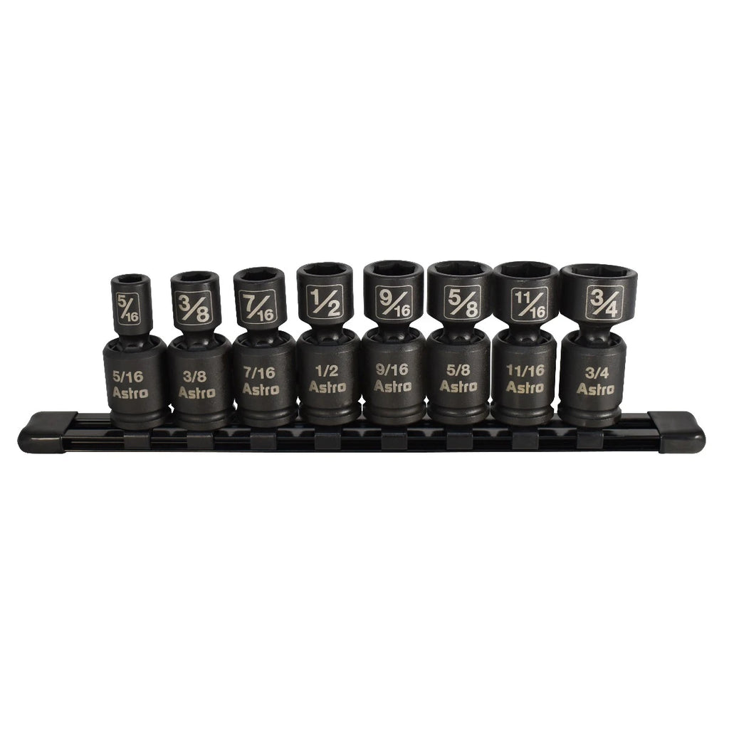 Astro 78340 8pc 3/8" Drive Nano Pinless Univ. Impact Sockets