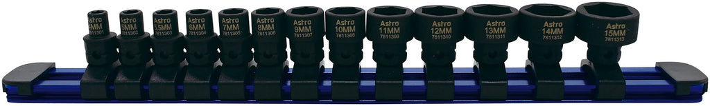 Astro 78113 13pc 1/4" Drive Low Profile Nano Impact Sockets