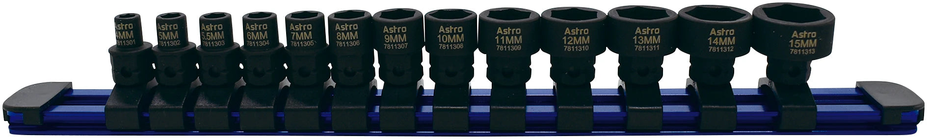 Astro 78113 13pc 1/4" Drive Low Profile Nano Impact Sockets
