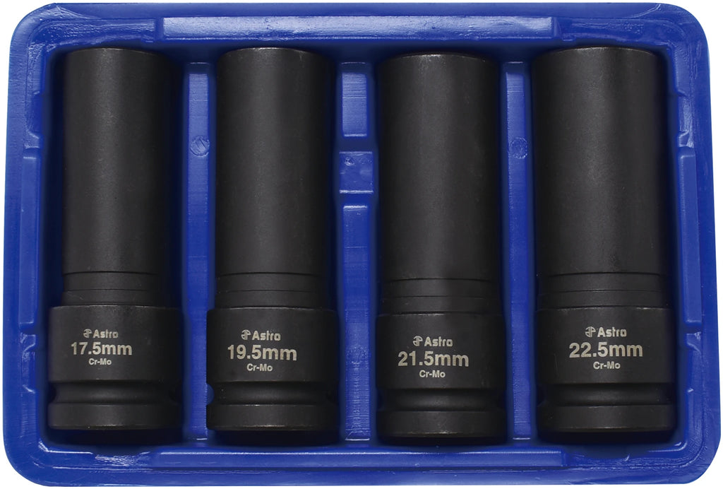 Astro 78204 4pc 1/2" Drive 1/2 Size Thin Wall Lug Nut Socket
