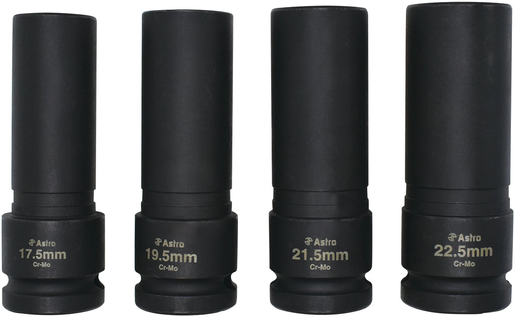 Astro 78204 4pc 1/2" Drive 1/2 Size Thin Wall Lug Nut Socket