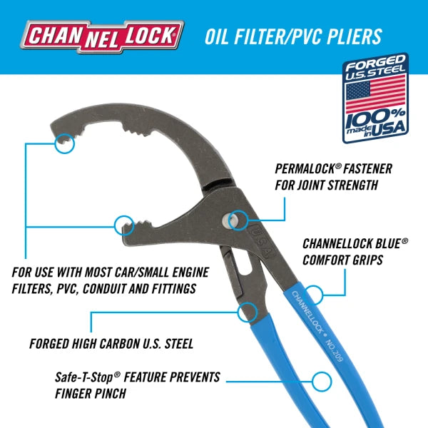 CHANNELLOCK 9" Oil Filter/PVC Pliers