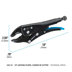 CHANNELLOCK 10" Locking Pliers, Curved Jaw