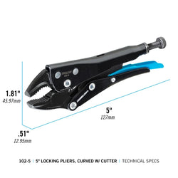 CHANNELLOCK 5" Locking Pliers, Curved Jaw