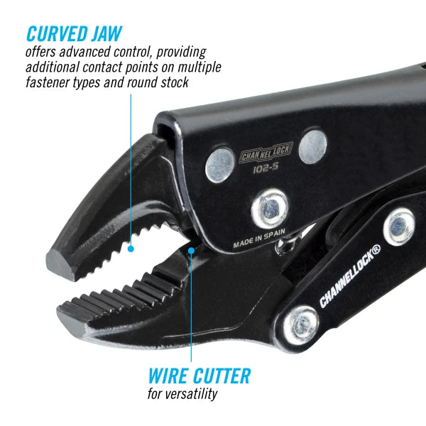 CHANNELLOCK 5" Locking Pliers, Curved Jaw