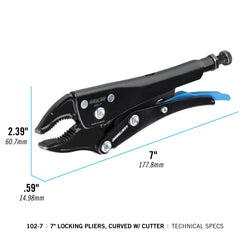 CHANNELLOCK 7" Locking Pliers, Curved Jaw