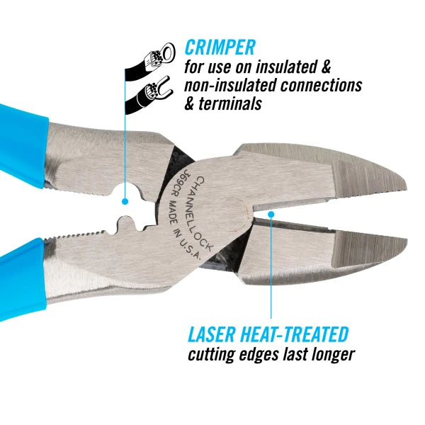 CHANNELLOCK 9.5" High-Leverage Linemen Pliers with Crimper