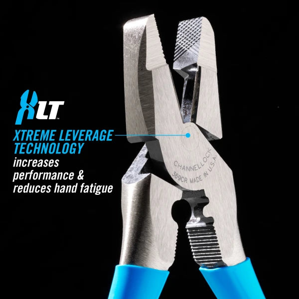 CHANNELLOCK 9.5" High-Leverage Linemen Pliers with Crimper