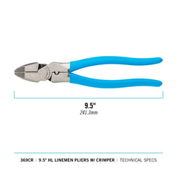 CHANNELLOCK 9.5" High-Leverage Linemen Pliers with Crimper