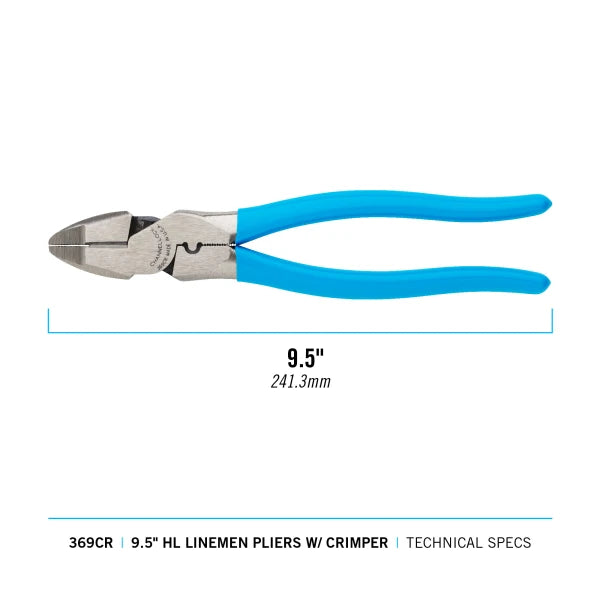CHANNELLOCK 9.5" High-Leverage Linemen Pliers with Crimper