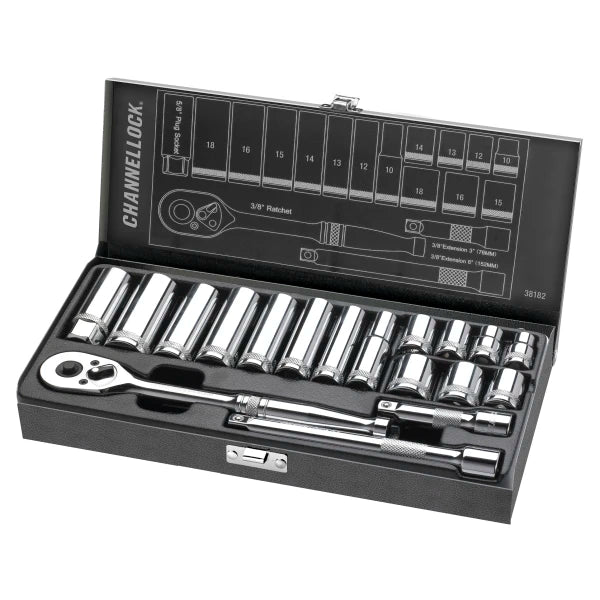 CHANNELLOCK 18pc 3/8" Drive Metric Set