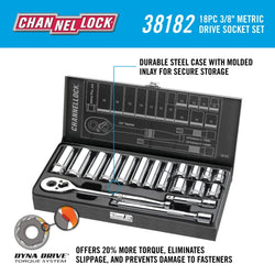 CHANNELLOCK 18pc 3/8" Drive Metric Set