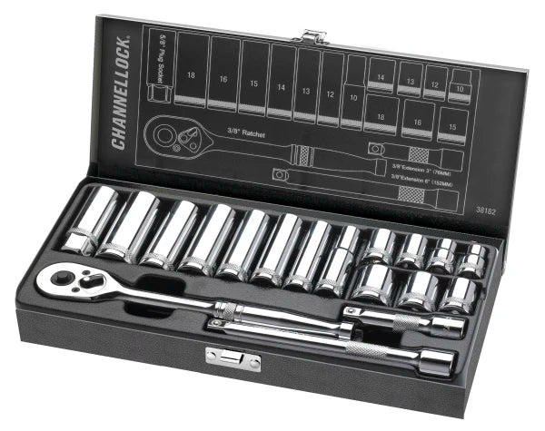 CHANNELLOCK 18pc 3/8" Drive Metric Set