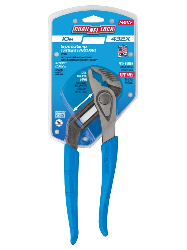 CHANNELLOCK 10" SPEEDGRIP V-Jaw Tongue & Groove Pliers