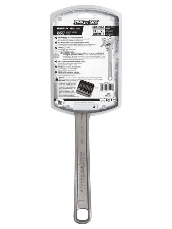 CHANNELLOCK 12" Reversible Jaw Adjustable Wrench