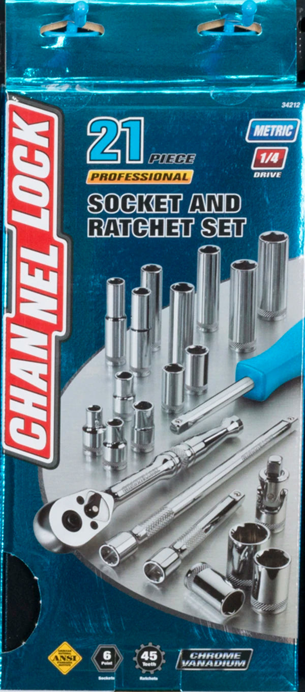CHANNELLOCK 21pc 1/4" Drive Metric Set