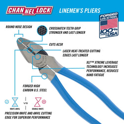 CHANNELLOCK 8.5" High-Leverage Lineman's Pliers