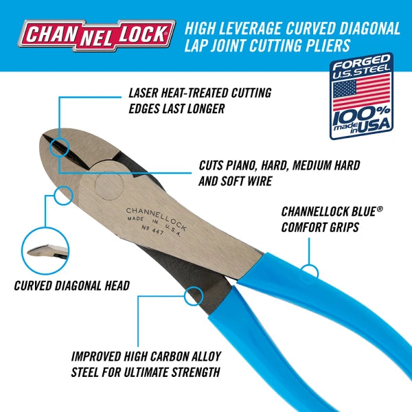 CHANNELLOCK 8" High-Leverage Diagonal Cutting Pliers