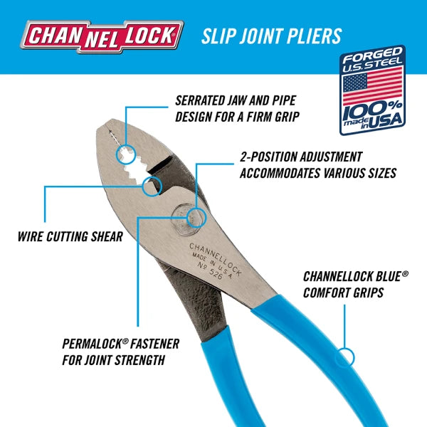 CHANNELLOCK 6.5" Slip Joint Pliers