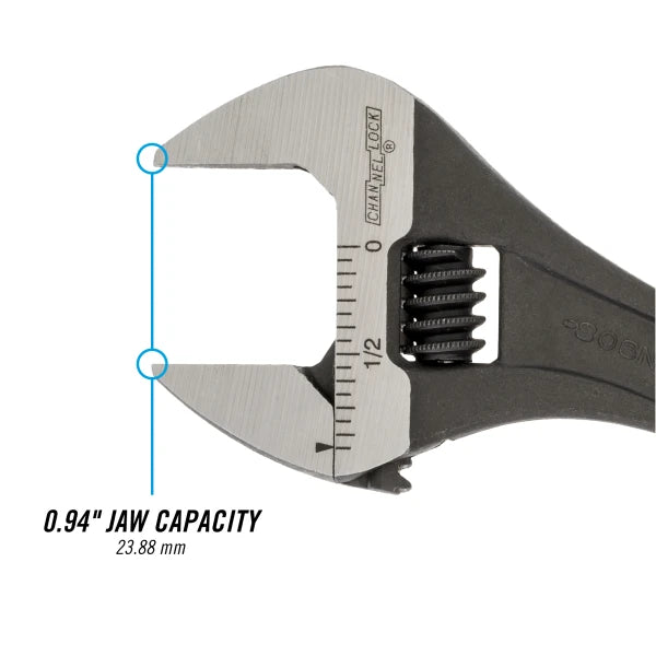 CHANNELLOCK 6" Wide Adjustable Wrench, Black Phosphate