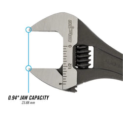 CHANNELLOCK 6" Wide Adjustable Wrench, Black Phosphate