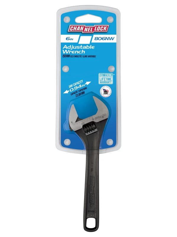 CHANNELLOCK 6" Wide Adjustable Wrench, Black Phosphate