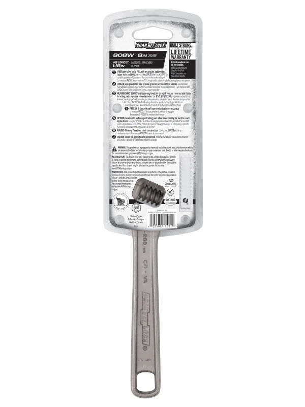 CHANNELLOCK 8" Wide Adjustable Wrench