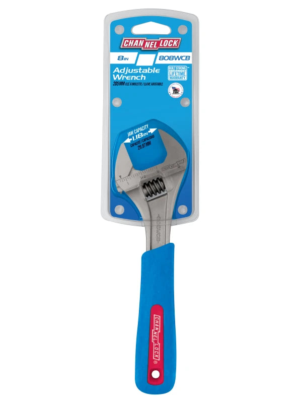 CHANNELLOCK 8" CODE BLUE Wide Adjustable Wrench