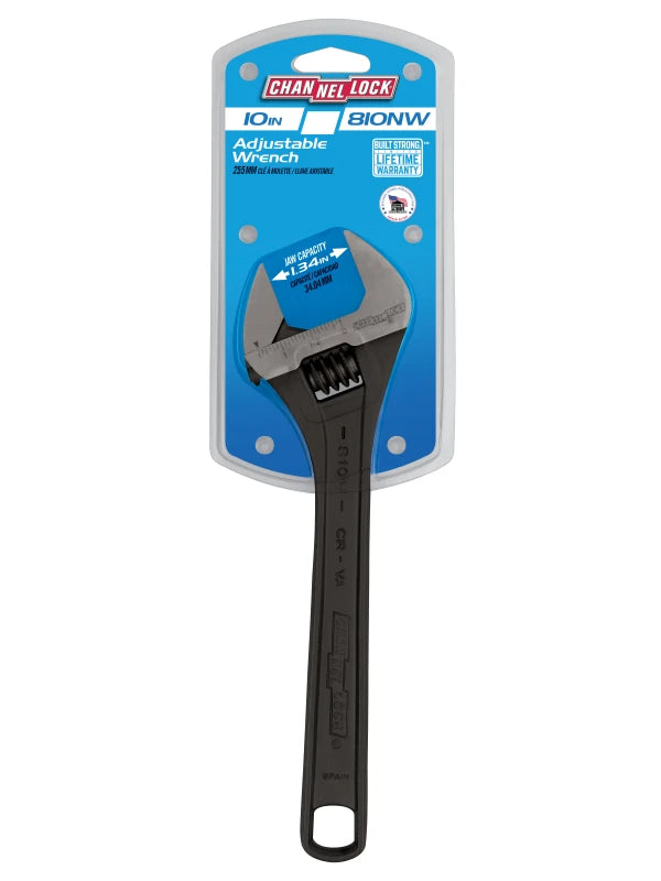 CHANNELLOCK 10" Wide Adjustable Wrench, Black Phosphate