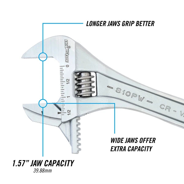 CHANNELLOCK 10" Reversible Jaw Adjustable Wrench