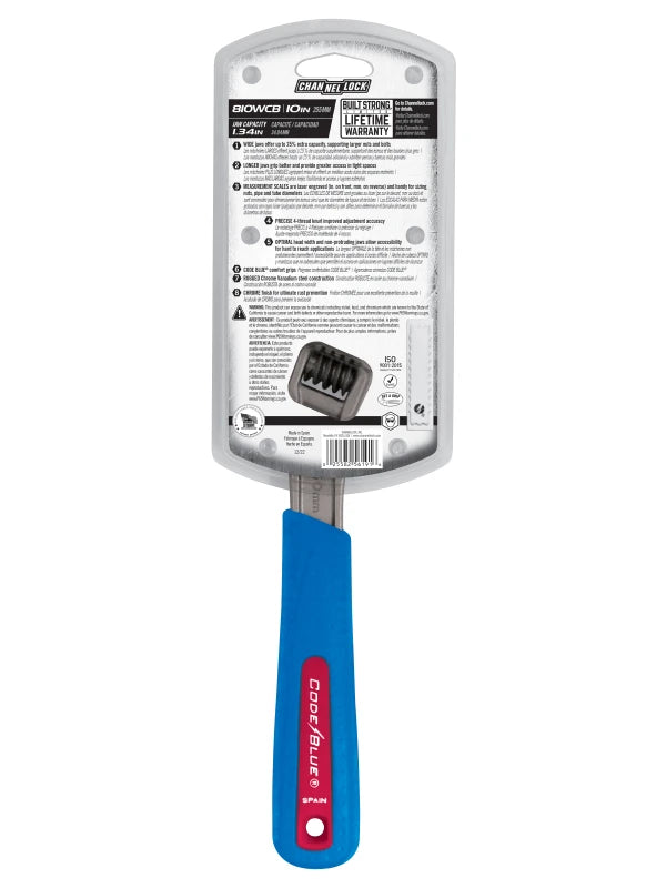 CHANNELLOCK 10" CODE BLUE Wide Adjustable Wrench