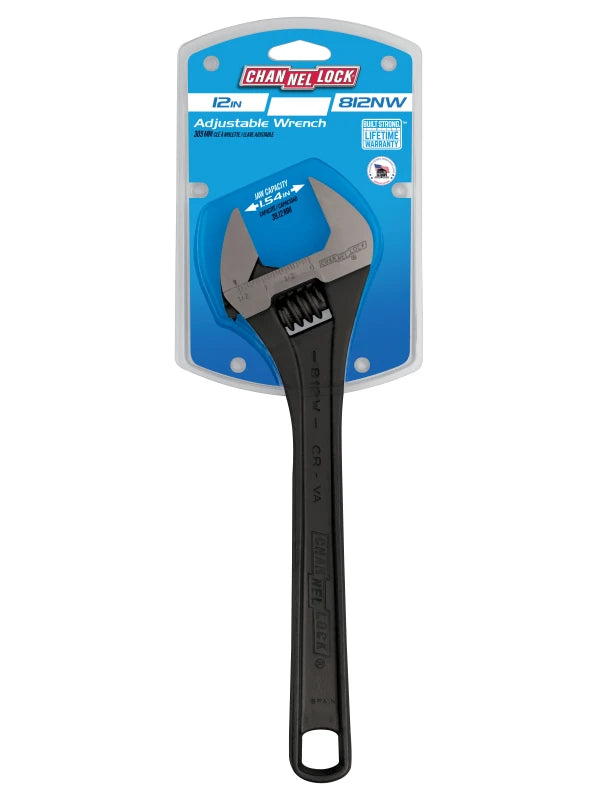CHANNELLOCK 12" Wide Adjustable Wrench, Black Phosphate
