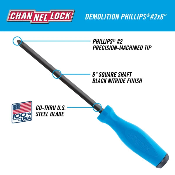 CHANNELLOCK Demolition Phillips #2 x 6"