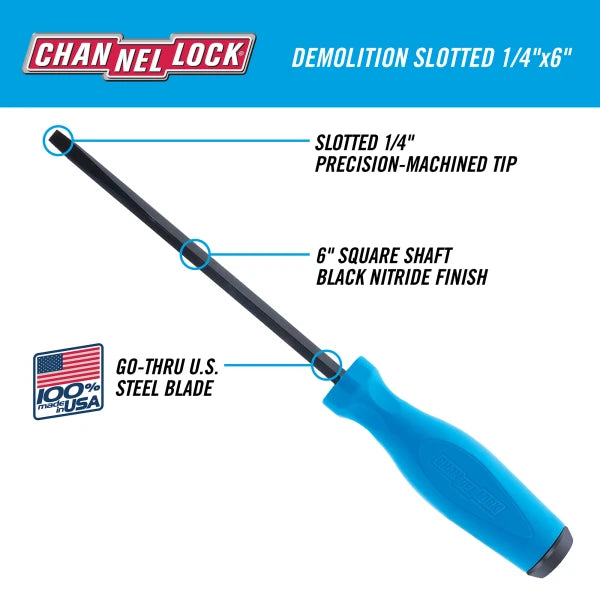 CHANNELLOCK Demolition Slotted 1/4" x 6"