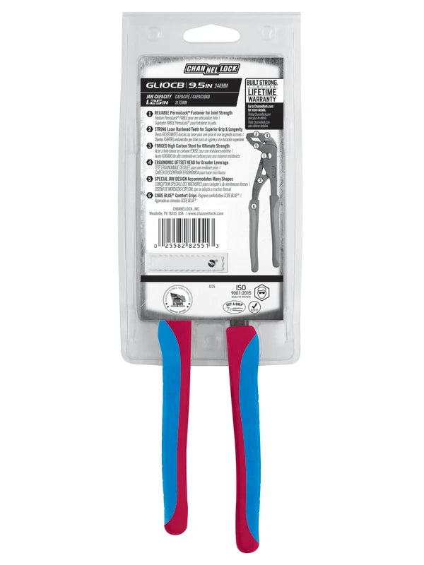 CHANNELLOCK 9.5" GripLock Pliers with CODE BLUE Grips