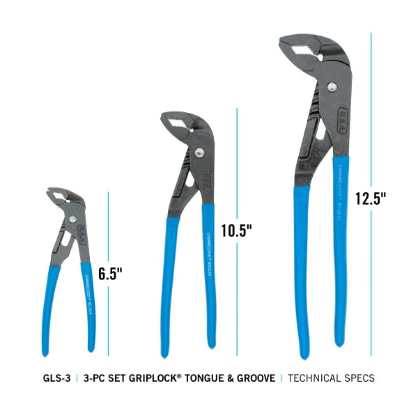 CHANNELLOCK 3 Pc GripLock Pliers Set