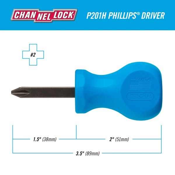 CHANNELLOCK Phillips #2 x 1.5" Stubby