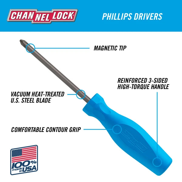 CHANNELLOCK Phillips #2 x 8"