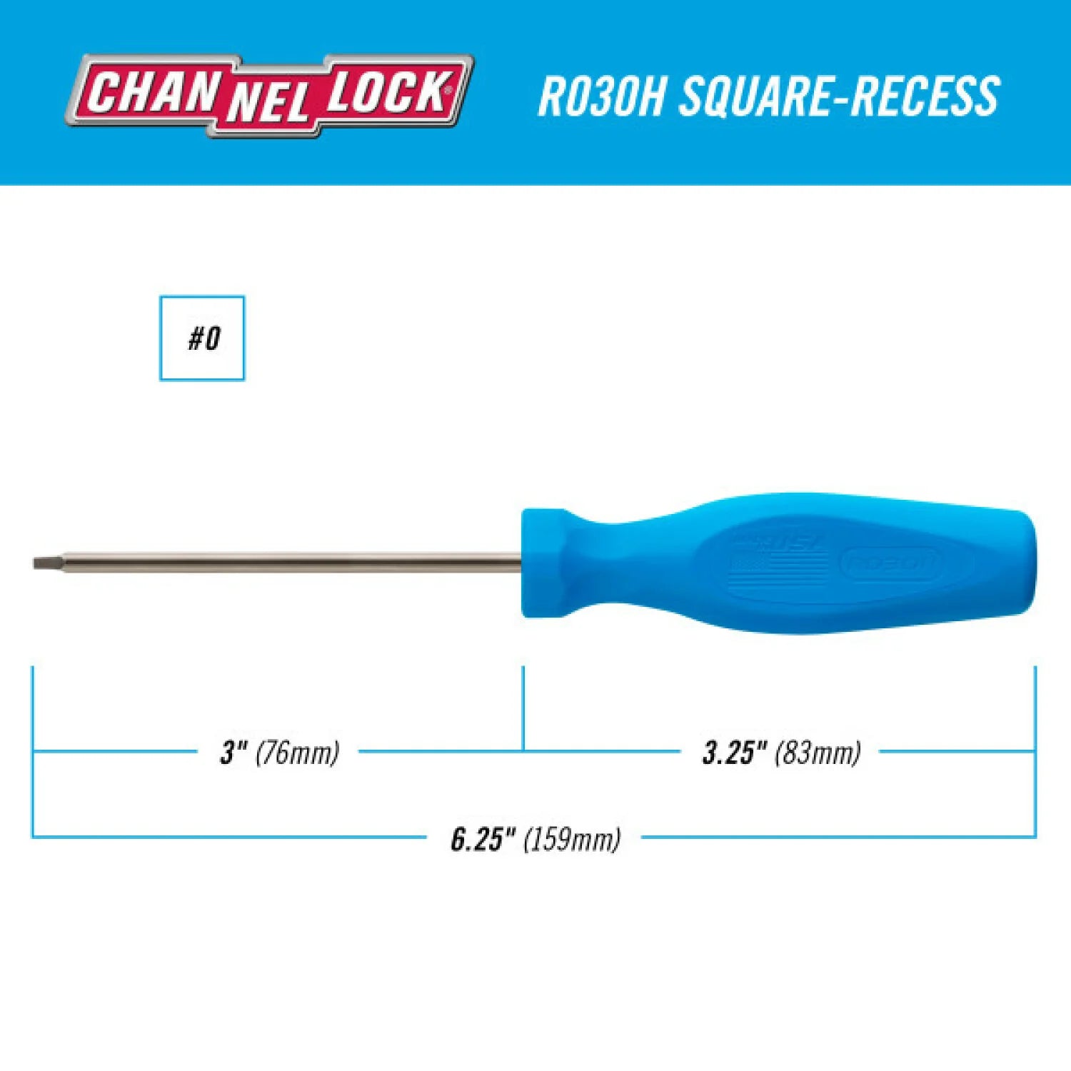 CHANNELLOCK Square Recess #0 X 3"