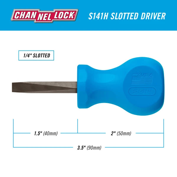 CHANNELLOCK Slotted 1/4" x 1.5" Stubby